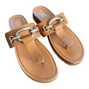 Franco Sarto Brielle Wedge Thong Sandal- tan/brown  - Size 7.5